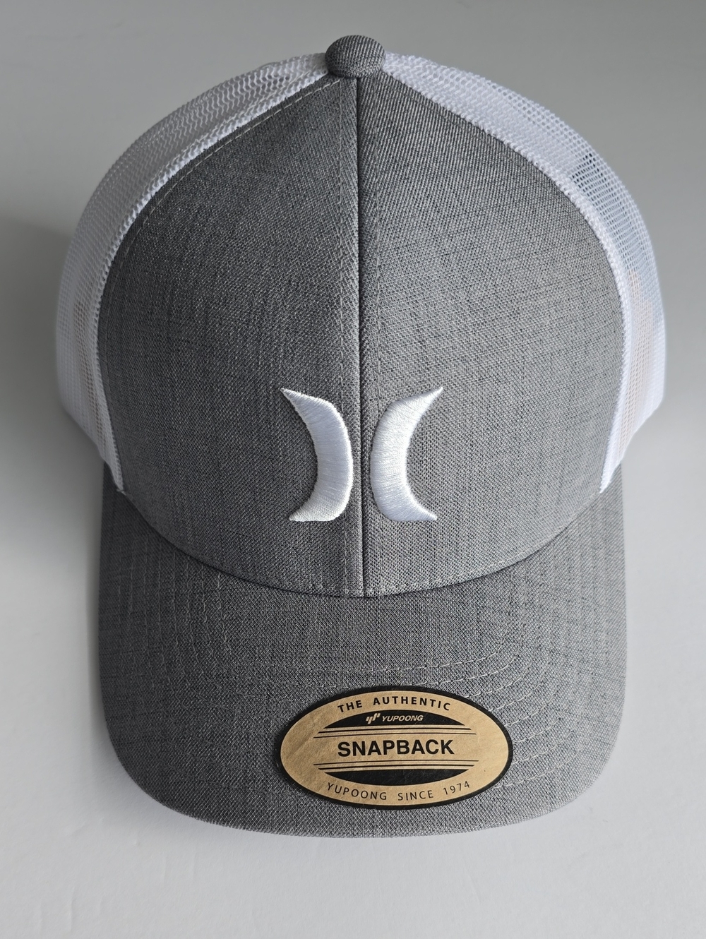 Hurley Gray and White Trucker Snapback Hat